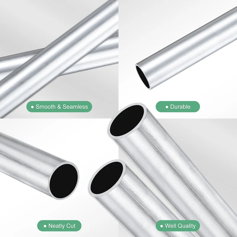 2-Pack 6063 Aluminum Round Tube, 15mmx17mm(IDxOD) 250mm Length Straight Tubing