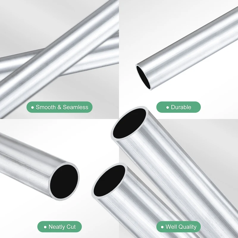2-Pack 6063 Aluminum Round Tube, 14mmx16mm(IDxOD) 250mm Length Straight Tubing