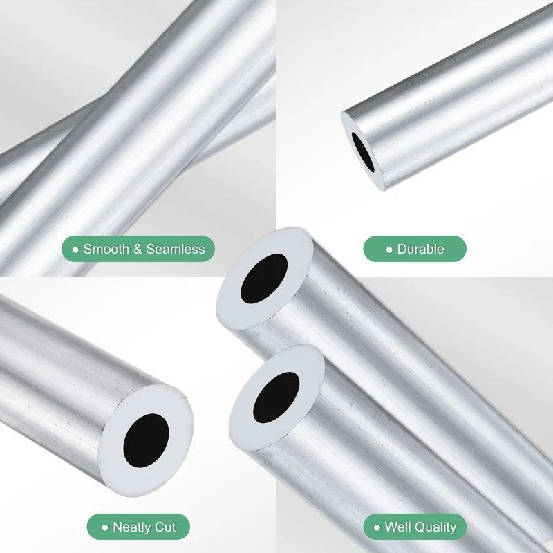 2-Pack 6063 Aluminum Round Tube, 10mmx20mm(IDxOD) 100mm Length Straight Tubing