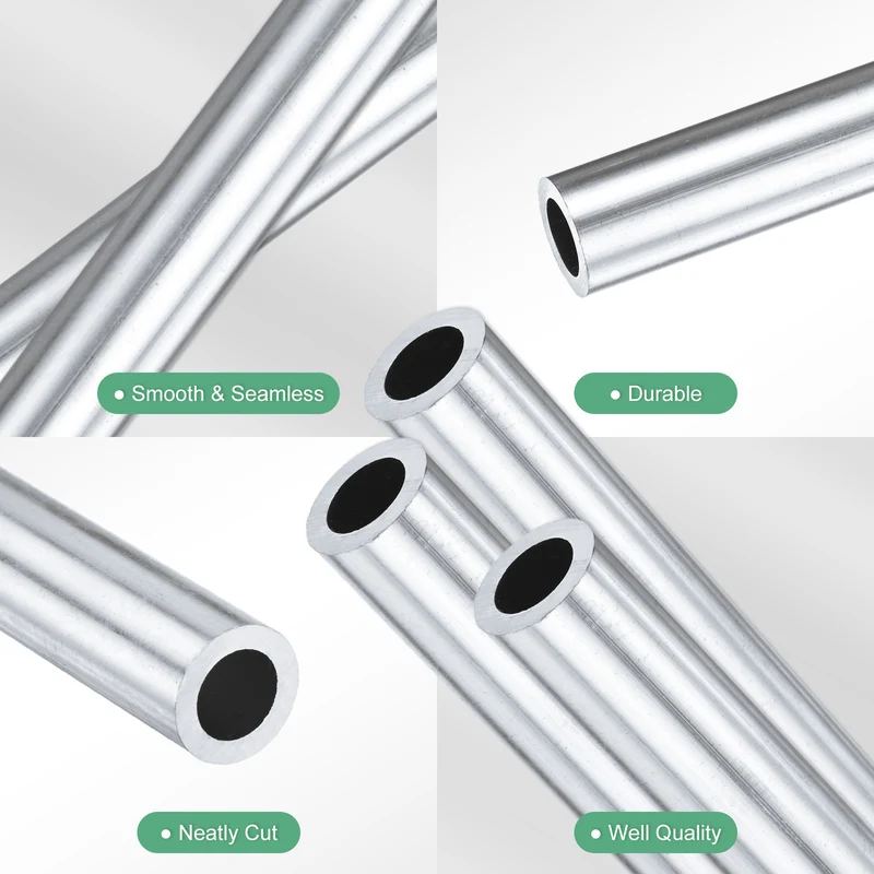 3-Pack 6063 Aluminum Round Tube, 8mmx12mm(IDxOD) 100mm Length Straight Tubing