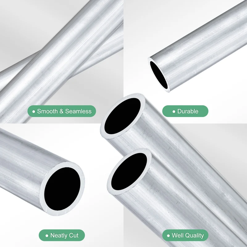 2-Pack 6063 Aluminum Round Tube, 19mmx25mm(IDxOD) 300mm Length Straight Tubing