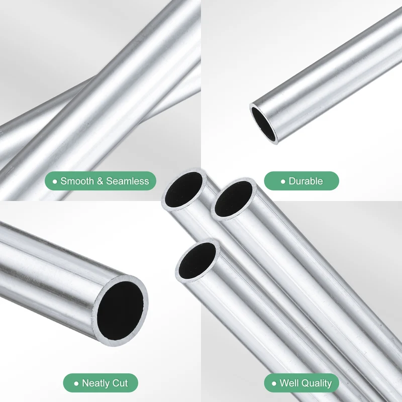 3-Pack 6063 Aluminum Round Tube, 9mmx11mm(IDxOD) 300mm Length Straight Tubing