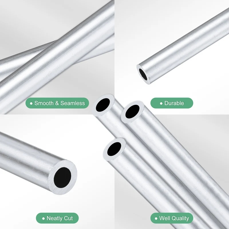 3-Pack 6063 Aluminum Round Tube, 6mmx10mm(IDxOD) 300mm Length Straight Tubing