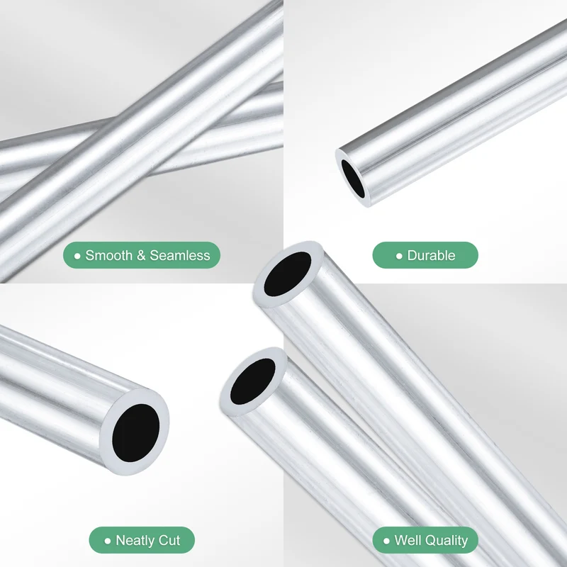 2-Pack 6063 Aluminum Round Tube, 8mmx12mm(IDxOD) 250mm Length Straight Tubing
