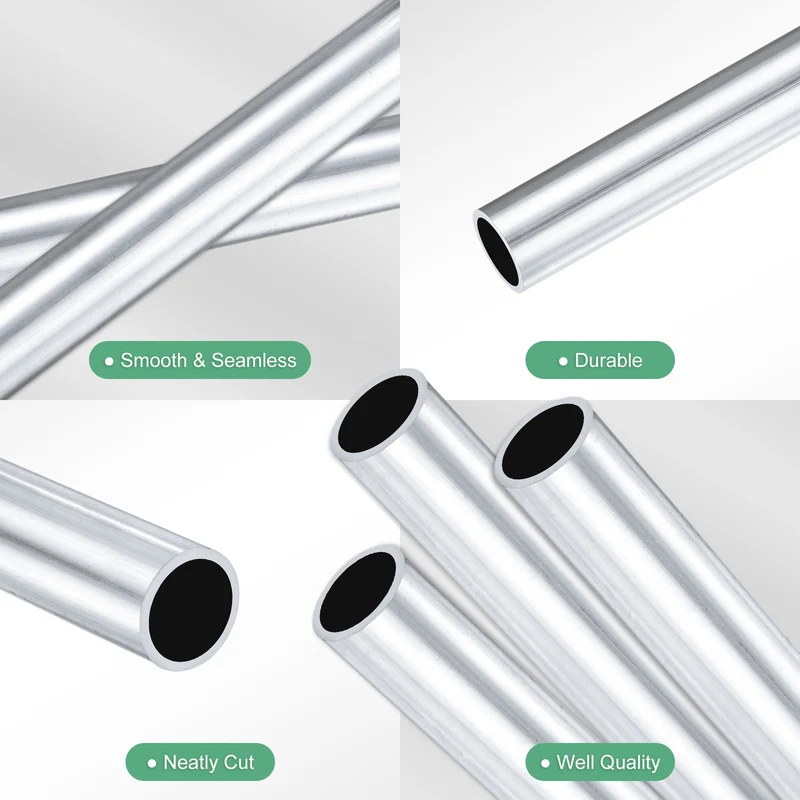 3-Pack 6063 Aluminum Round Tube, 10mmx12mm(IDxOD) 250mm Length Straight Tubing