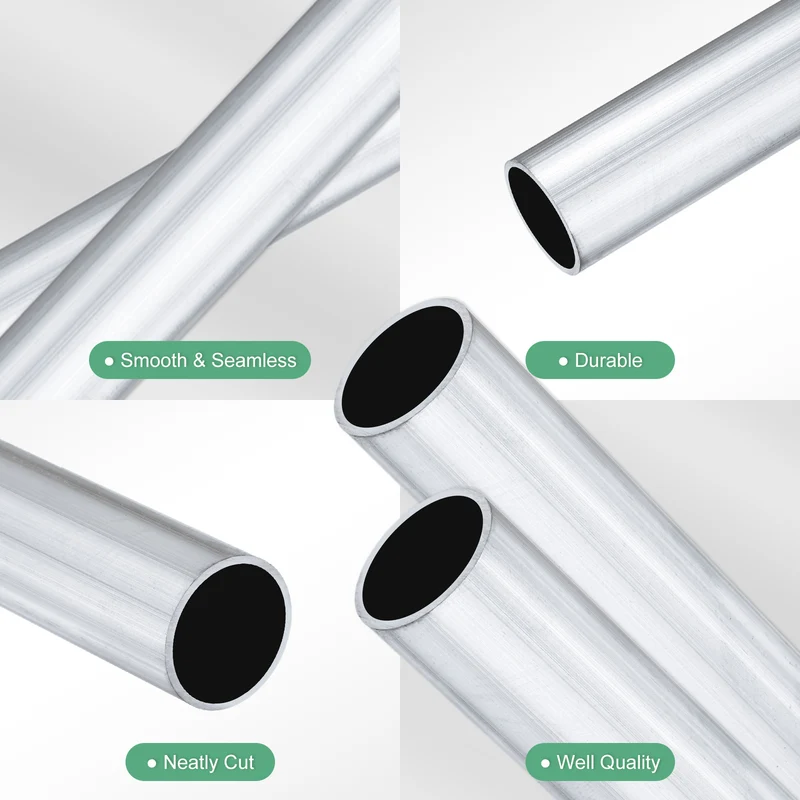 2-Pack 6063 Aluminum Round Tube, 16mmx19mm(IDxOD) 300mm Length Straight Tubing