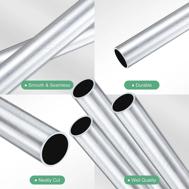 3-Pack 6063 Aluminum Round Tube, 15mmx18mm(IDxOD) 300mm Length Straight Tubing