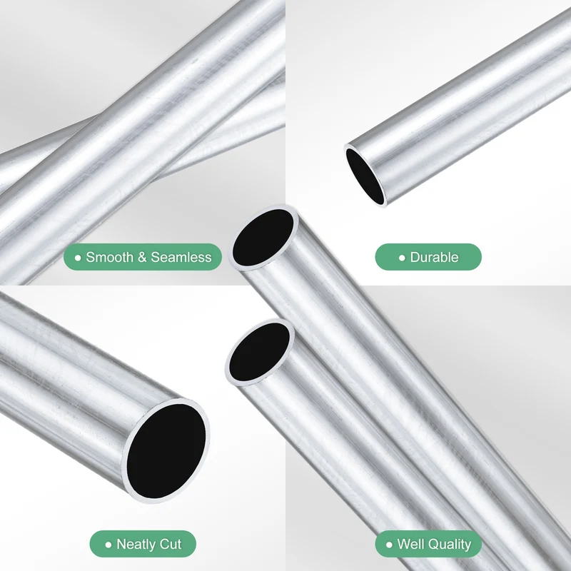 2-Pack 6063 Aluminum Round Tube, 15mmx18mm(IDxOD) 300mm Length Straight Tubing