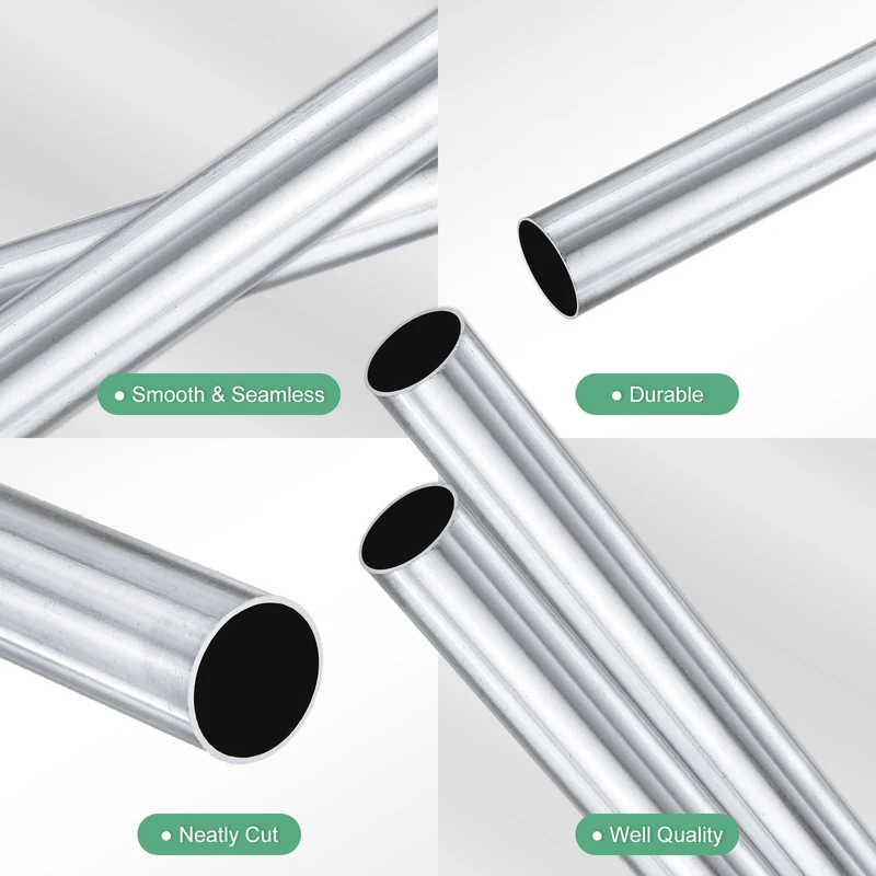 2-Pack 6063 Aluminum Round Tube, 15mmx17mm(IDxOD) 300mm Length Straight Tubing