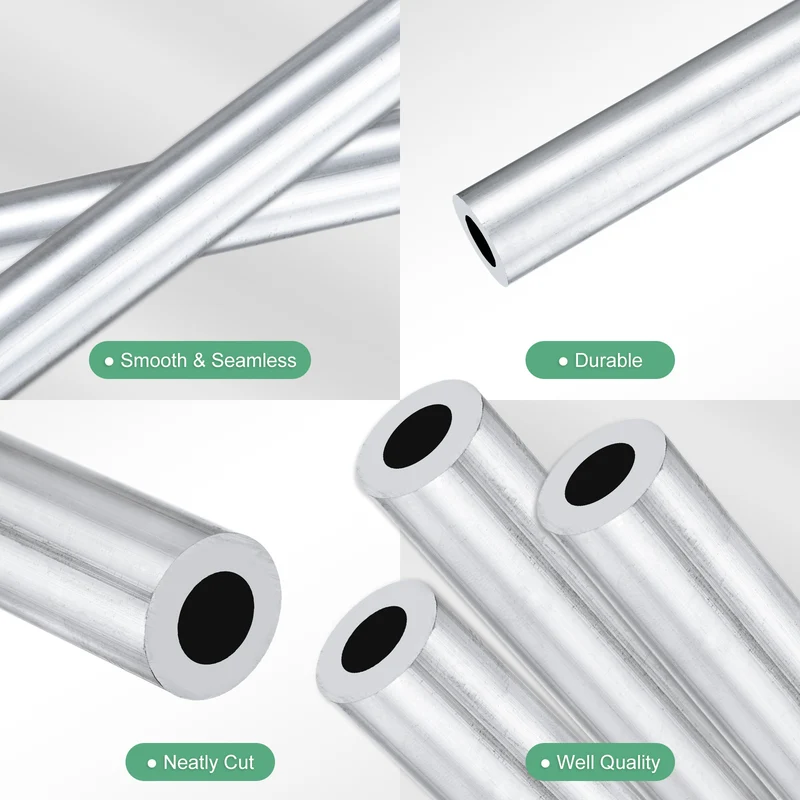 3-Pack 6063 Aluminum Round Tube, 10mmx18mm(IDxOD) 300mm Length Straight Tubing