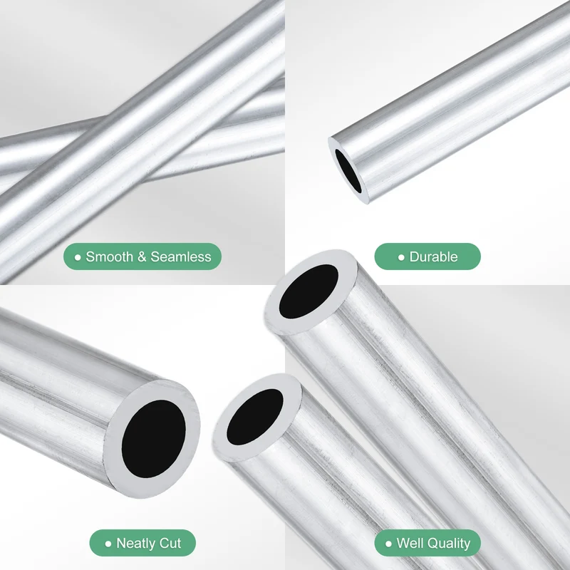 2-Pack 6063 Aluminum Round Tube, 11mmx17mm(IDxOD) 300mm Length Straight Tubing