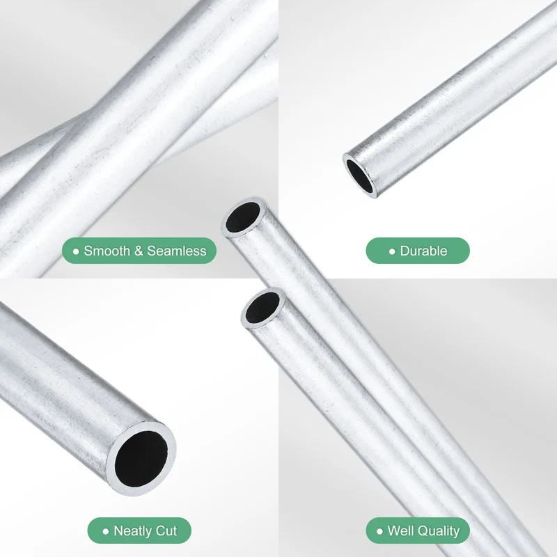2-Pack 6063 Aluminum Round Tube, 6mmx8mm(IDxOD) 300mm Length Straight Tubing