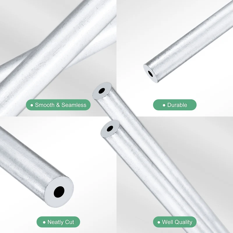 2-Pack 6063 Aluminum Round Tube, 3mmx8mm(IDxOD) 300mm Length Straight Tubing