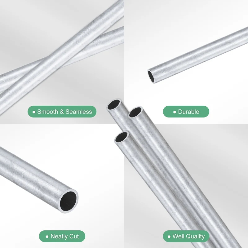 3-Pack 6063 Aluminum Round Tube, 4mmx5mm(IDxOD) 300mm Length Straight Tubing
