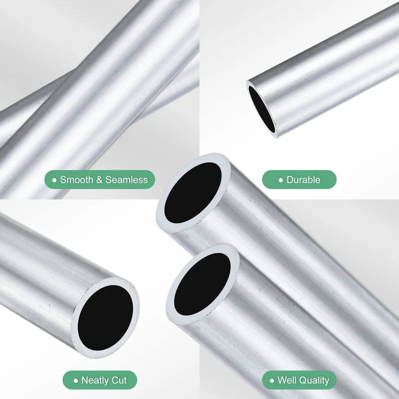 2-Pack 6063 Aluminum Round Tube, 16mmx20mm(IDxOD) 300mm Length Straight Tubing