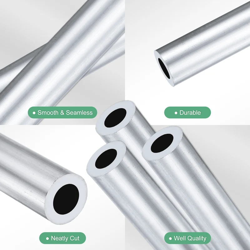3-Pack 6063 Aluminum Round Tube, 12mmx20mm(IDxOD) 300mm Length Straight Tubing