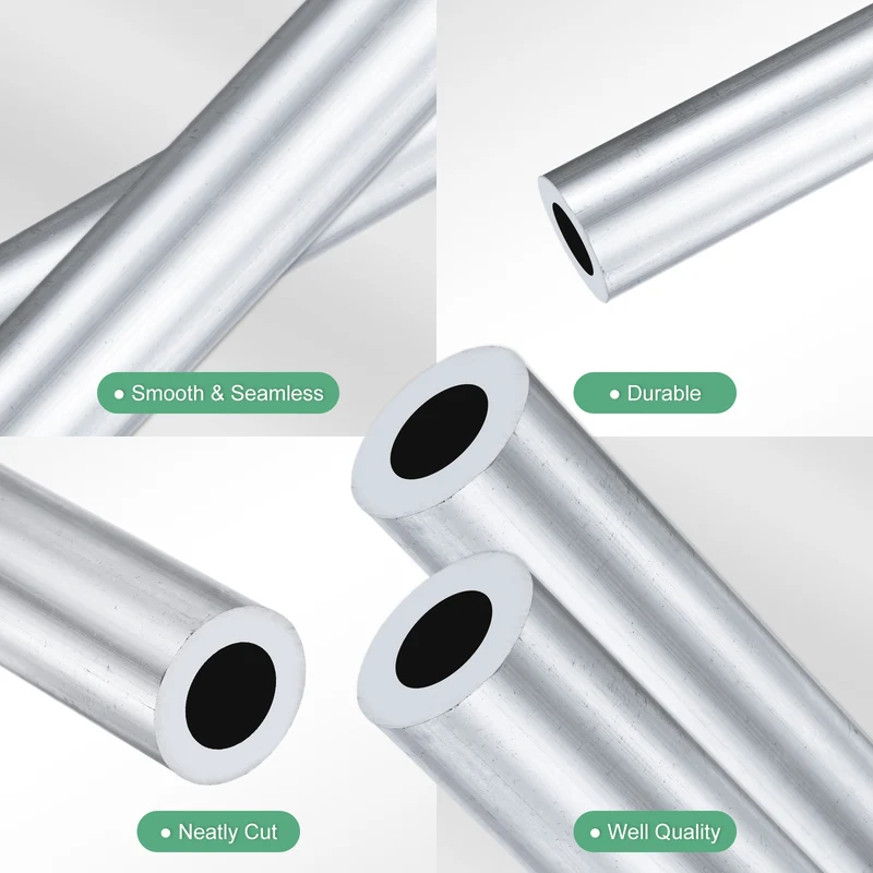 2-Pack 6063 Aluminum Round Tube, 12mmx20mm(IDxOD) 300mm Length Straight Tubing