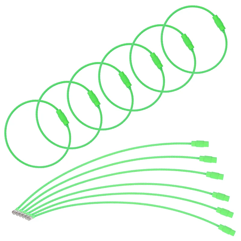22Pcs Wire Keychain Cable 6 Inch Metal Wire Key Ring Loop Light Green