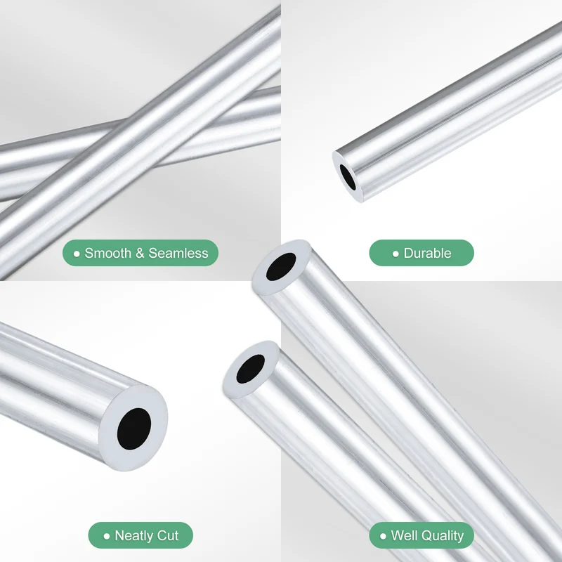 2-Pack 6063 Aluminum Round Tube, 5mmx10mm(IDxOD) 250mm Length Straight Tubing