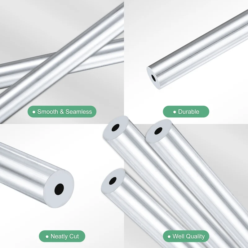 3-Pack 6063 Aluminum Round Tube, 3mmx10mm(IDxOD) 250mm Length Straight Tubing