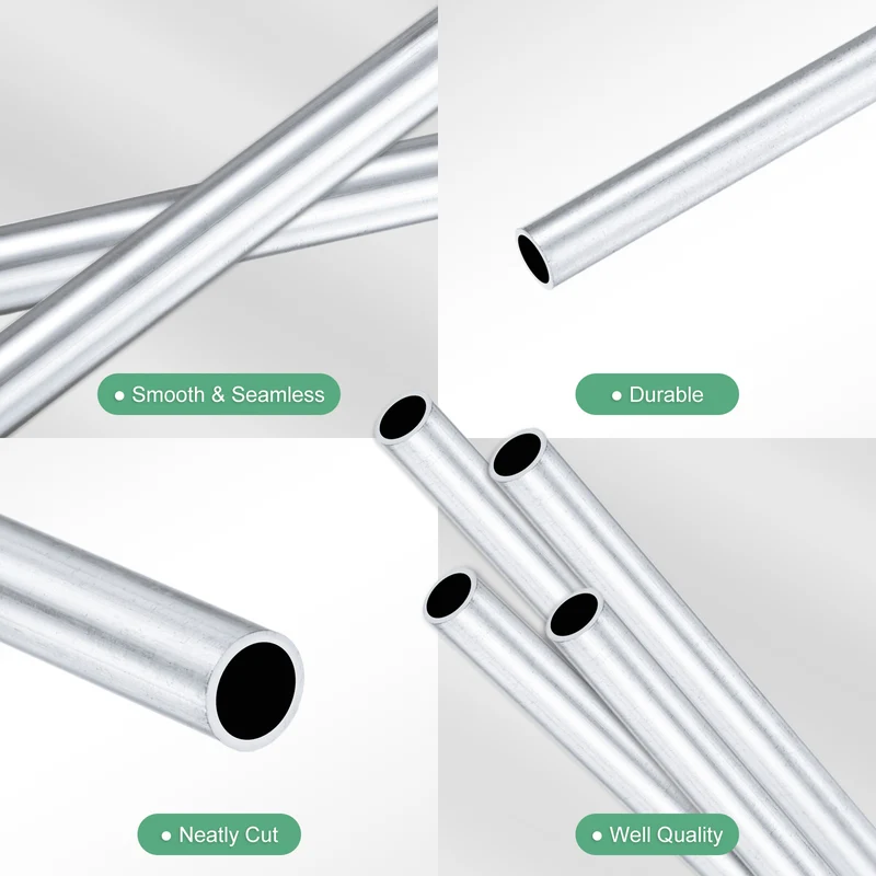 4-Pack 6063 Aluminum Round Tube, 4mmx5mm(IDxOD) 250mm Length Straight Tubing