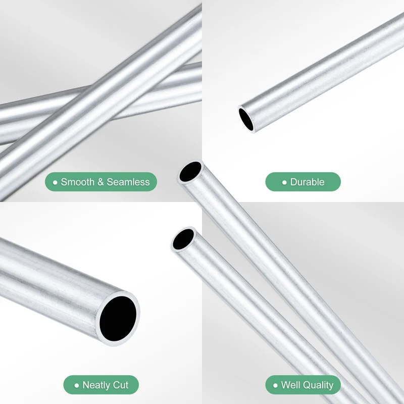 2-Pack 6063 Aluminum Round Tube, 4mmx5mm(IDxOD) 250mm Length Straight Tubing
