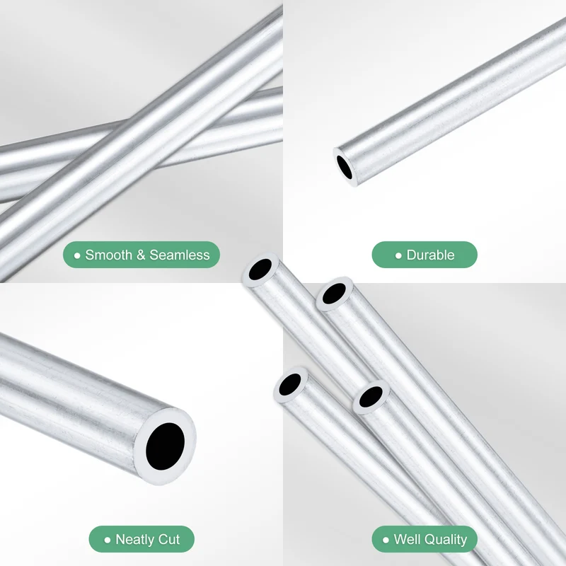 4-Pack 6063 Aluminum Round Tube, 3mmx5mm(IDxOD) 250mm Length Straight Tubing