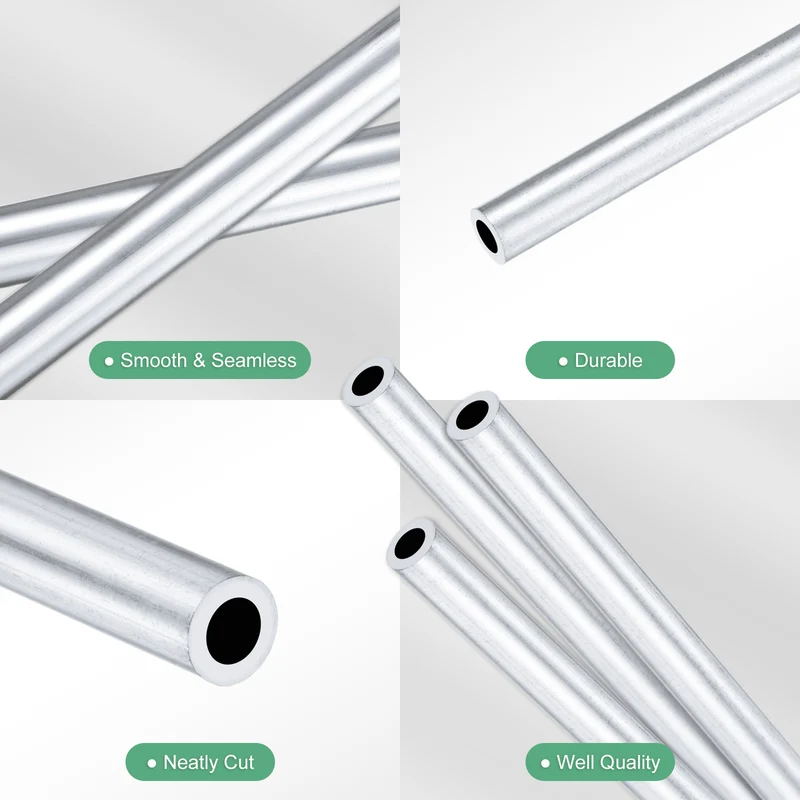 3-Pack 6063 Aluminum Round Tube, 3mmx5mm(IDxOD) 250mm Length Straight Tubing