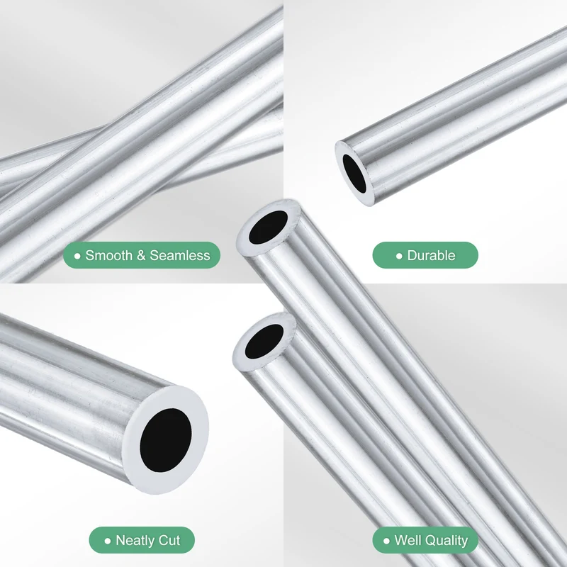 2-Pack 6063 Aluminum Round Tube, 10mmx17mm(IDxOD) 300mm Length Straight Tubing