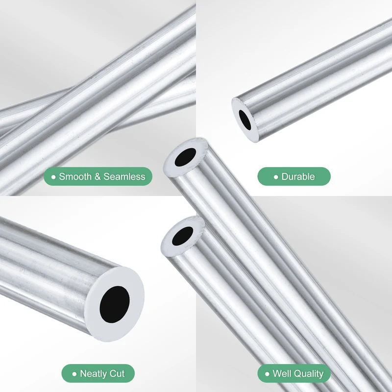 2-Pack 6063 Aluminum Round Tube, 8mmx17mm(IDxOD) 300mm Length Straight Tubing