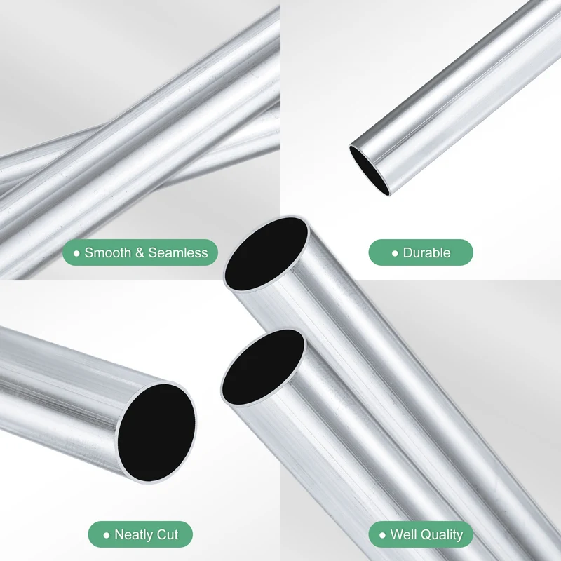 2-Pack 6063 Aluminum Round Tube, 14mmx16mm(IDxOD) 300mm Length Straight Tubing