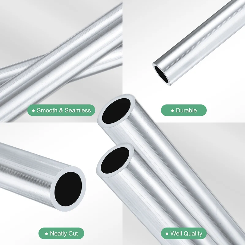2-Pack 6063 Aluminum Round Tube, 12mmx16mm(IDxOD) 300mm Length Straight Tubing