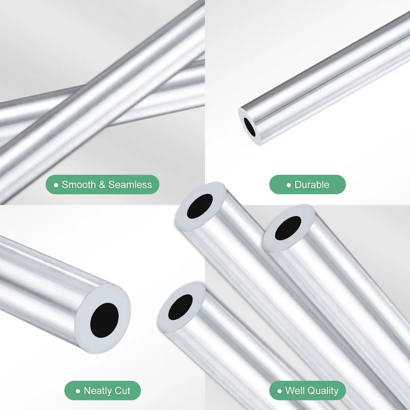 3-Pack 6063 Aluminum Round Tube, 7mmx14mm(IDxOD) 300mm Length Straight Tubing