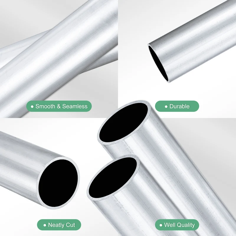2-Pack 6063 Aluminum Round Tube, 25mmx28mm(IDxOD) 300mm Length Straight Tubing