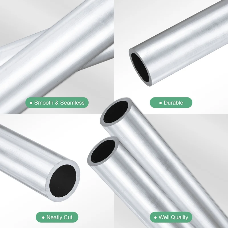 2-Pack 6063 Aluminum Round Tube, 21mmx27mm(IDxOD) 300mm Length Straight Tubing