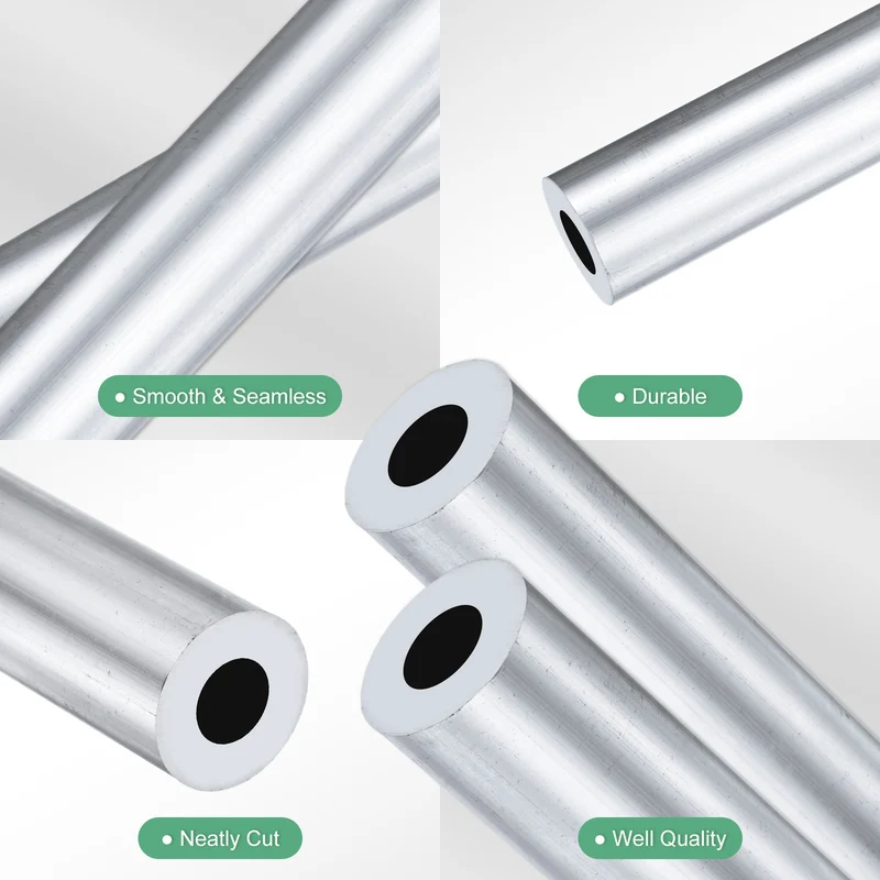 2-Pack 6063 Aluminum Round Tube, 10mmx20mm(IDxOD) 300mm Length Straight Tubing