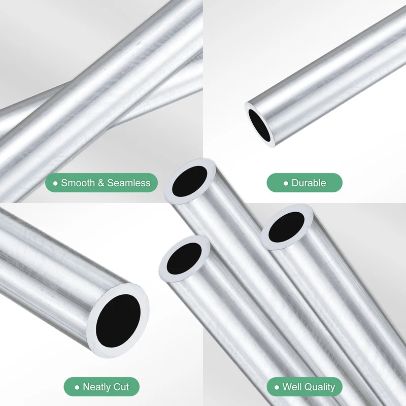 3-Pack 6063 Aluminum Round Tube, 12mmx18mm(IDxOD) 300mm Length Straight Tubing