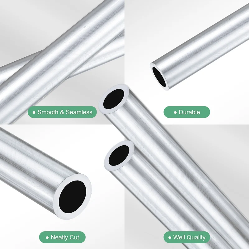2-Pack 6063 Aluminum Round Tube, 12mmx18mm(IDxOD) 300mm Length Straight Tubing