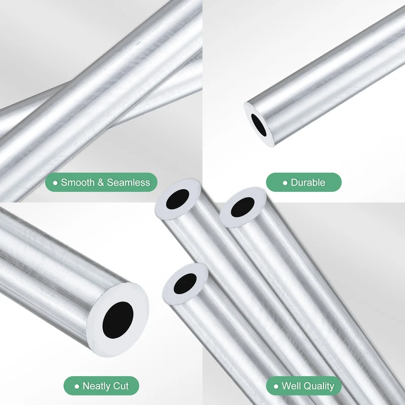 3-Pack 6063 Aluminum Round Tube, 9mmx18mm(IDxOD) 300mm Length Straight Tubing