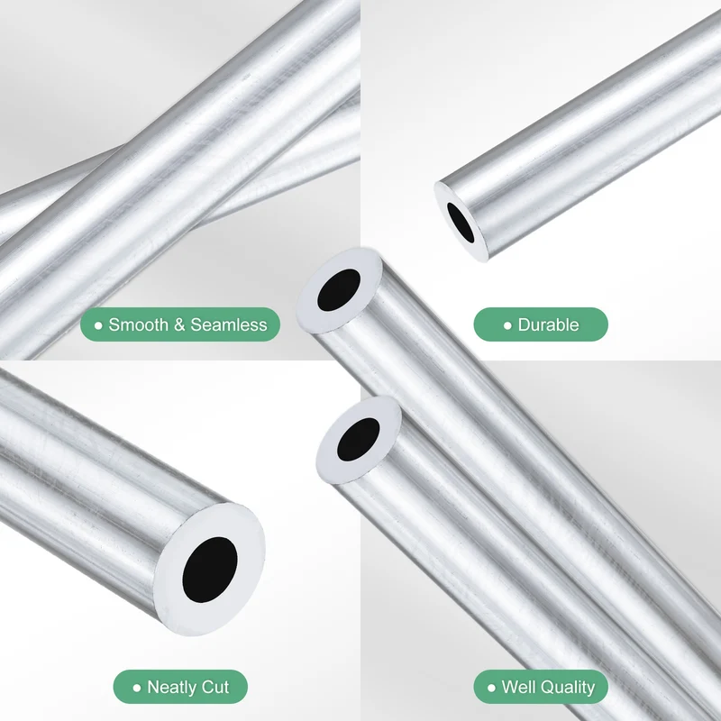 2-Pack 6063 Aluminum Round Tube, 9mmx18mm(IDxOD) 300mm Length Straight Tubing
