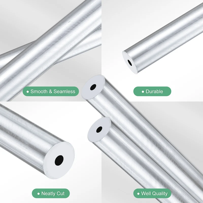 2-Pack 6063 Aluminum Round Tube, 5mmx18mm(IDxOD) 300mm Length Straight Tubing