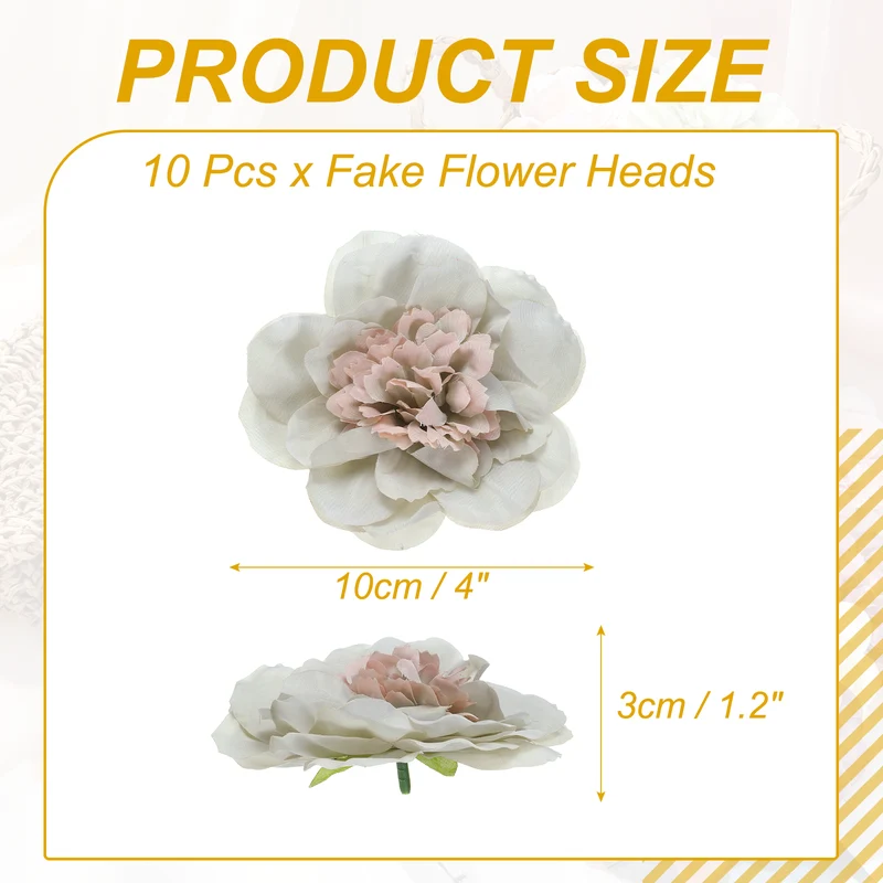 10 Pcs Fake Flower Heads, Artificial Flowers Hydrangea Heads, Pale Green