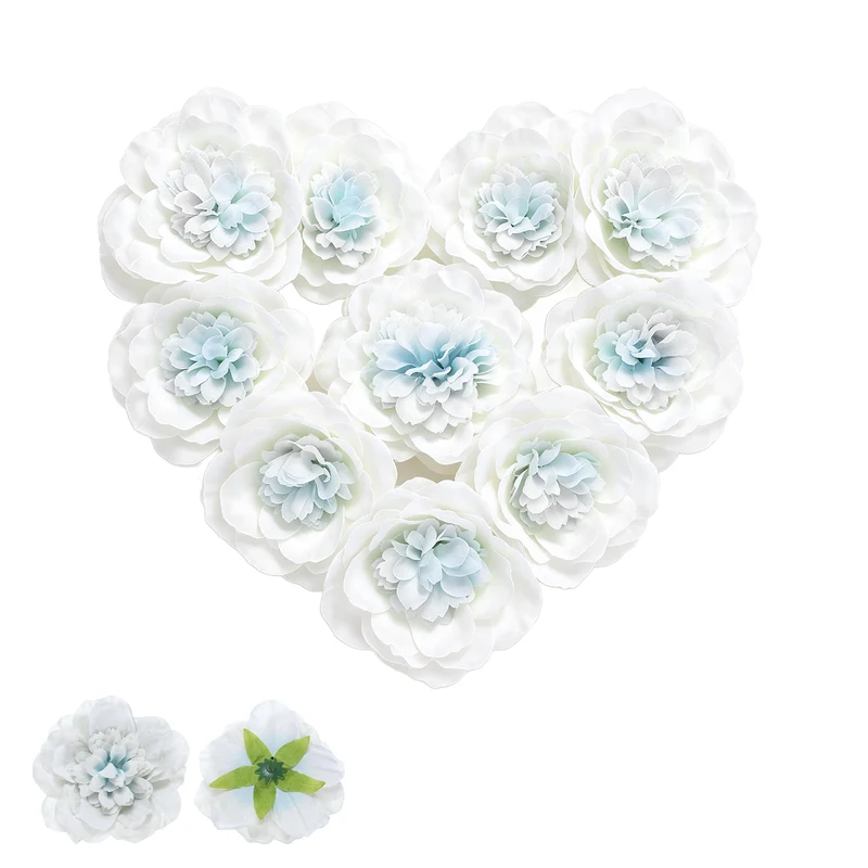 10 Pcs Fake Flower Heads, Artificial Flowers Hydrangea Heads, Mint White