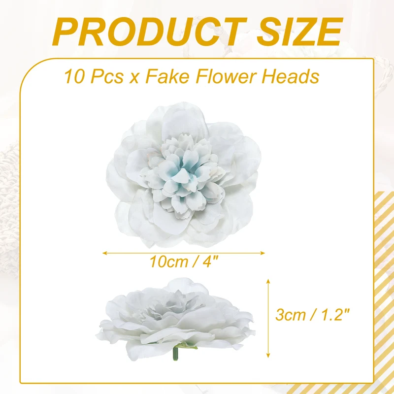 10 Pcs Fake Flower Heads, Artificial Flowers Hydrangea Heads, Mint White