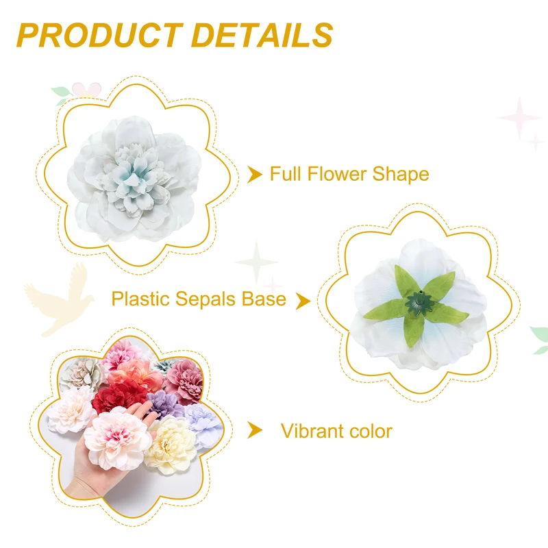 10 Pcs Fake Flower Heads, Artificial Flowers Hydrangea Heads, Mint White