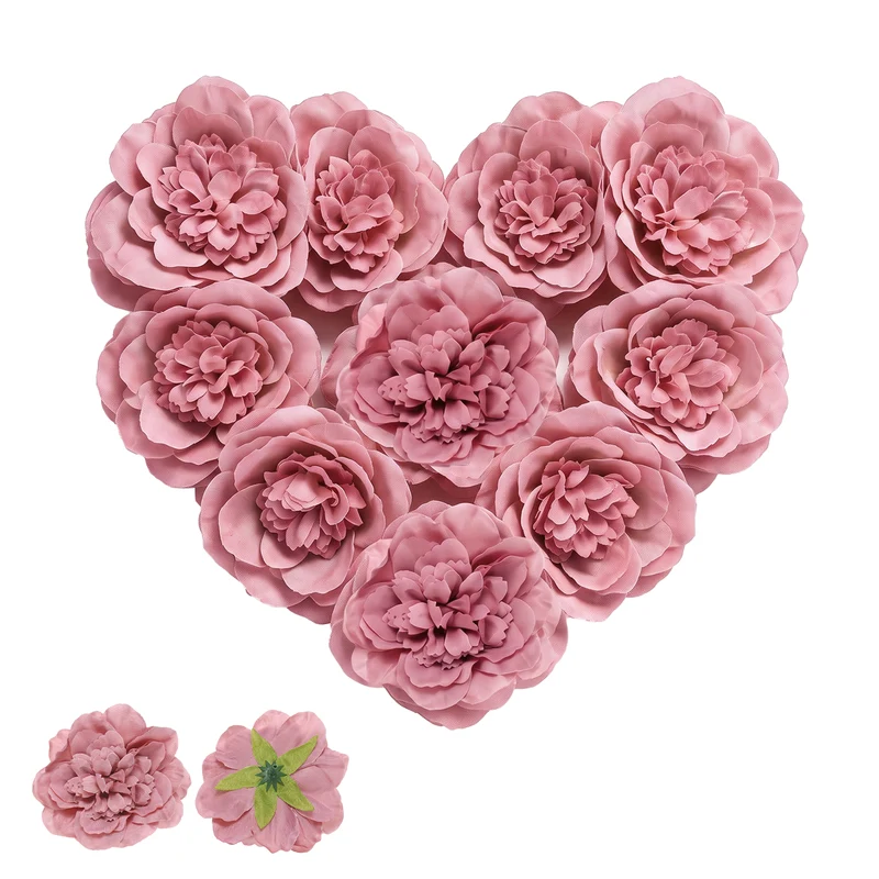 10 Pcs Fake Flower Heads, Artificial Flowers Hydrangea Heads, Dusty Rose