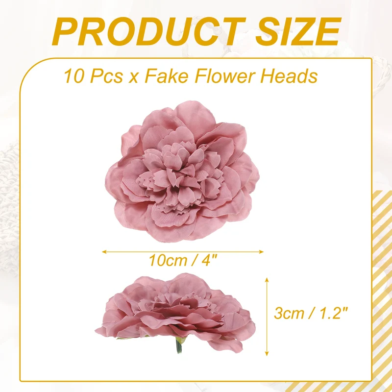 10 Pcs Fake Flower Heads, Artificial Flowers Hydrangea Heads, Dusty Rose