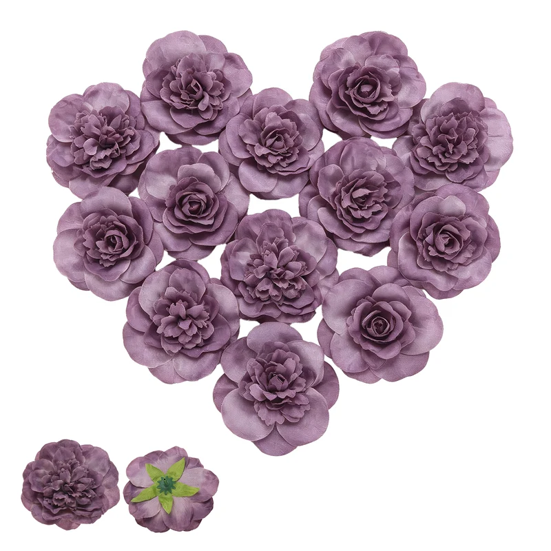 10 Pcs Fake Flower Heads, Artificial Flowers Hydrangea Heads, Dusty Mauve