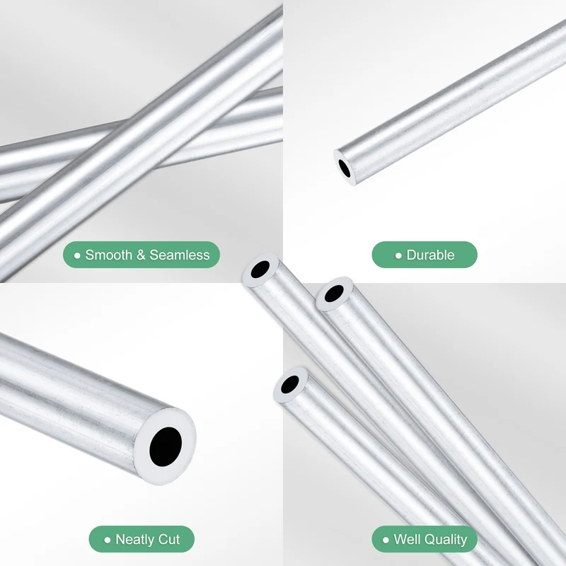3-Pack 6063 Aluminum Round Tube, 2mmx4mm(IDxOD) 250mm Length Straight Tubing