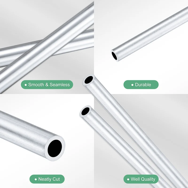 2-Pack 6063 Aluminum Round Tube, 2mmx3mm(IDxOD) 250mm Length Straight Tubing